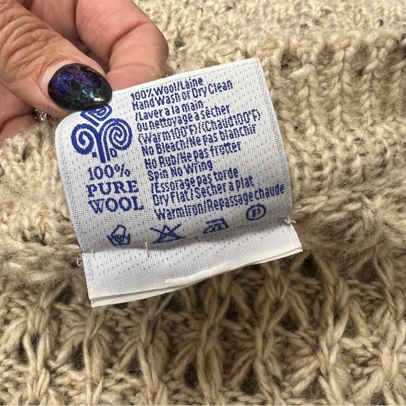 Rita Condern Hand Loomed Wool Fishermans Knit Cardigan Sweater Made In Ireland - Picture 14 of 16